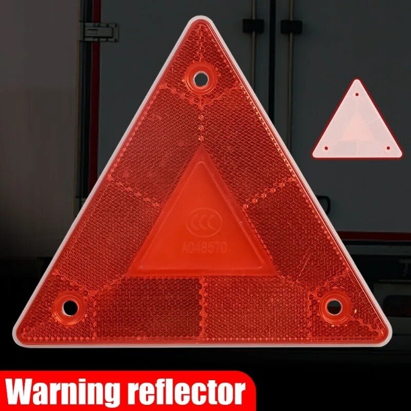 4/1pcs Triangle Warning Reflector Truck Stop Warning Sign Plate Rear Light Safety Reflective Sign Board Red Warning Reflector