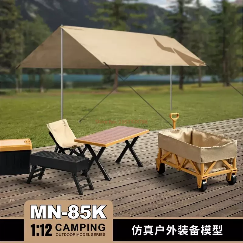 MN85K-toldo de simulación para acampar, tienda de campaña con escalera de arena, decoración de silla de mesa para modelo de coche RC 1/12, kits de tienda de campaña