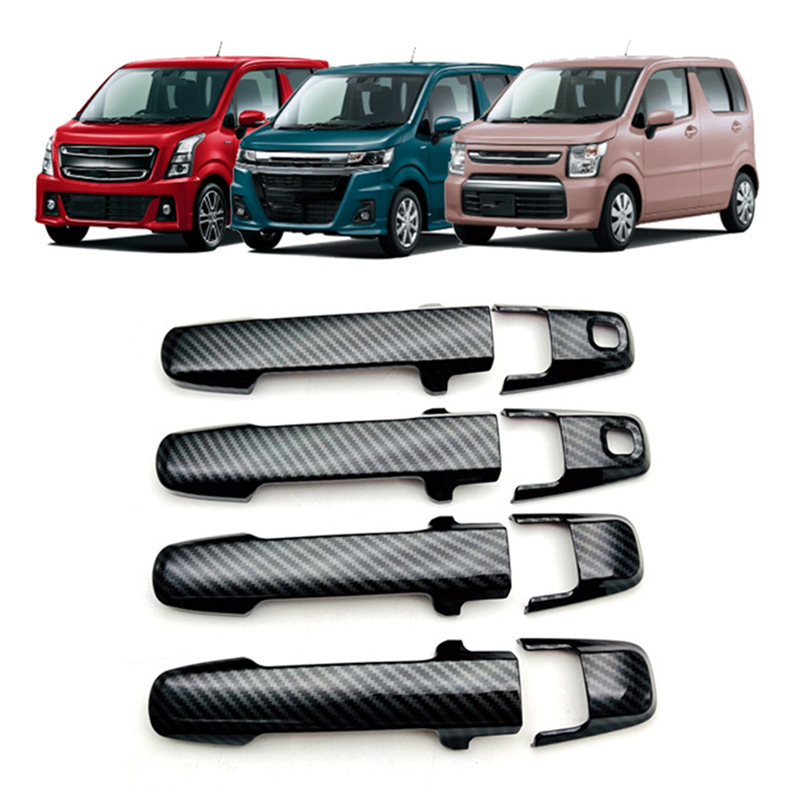 Cubierta de manija de puerta Exterior de coche, fibra de carbono, para Suzuki Wagon R 2022