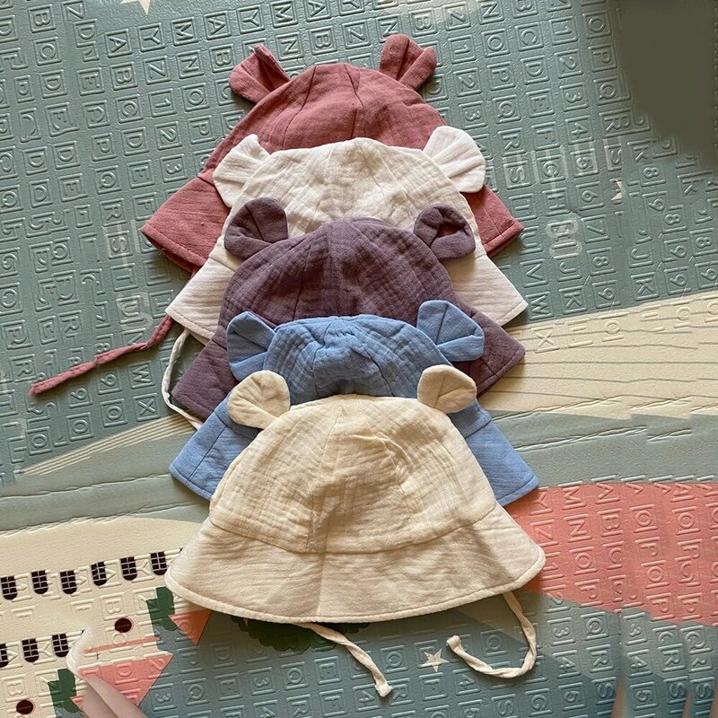 Sombrero de muselina de algodón para bebé, gorro infantil de verano, suave, Panamá, accesorios para niños de 3 a 12 meses