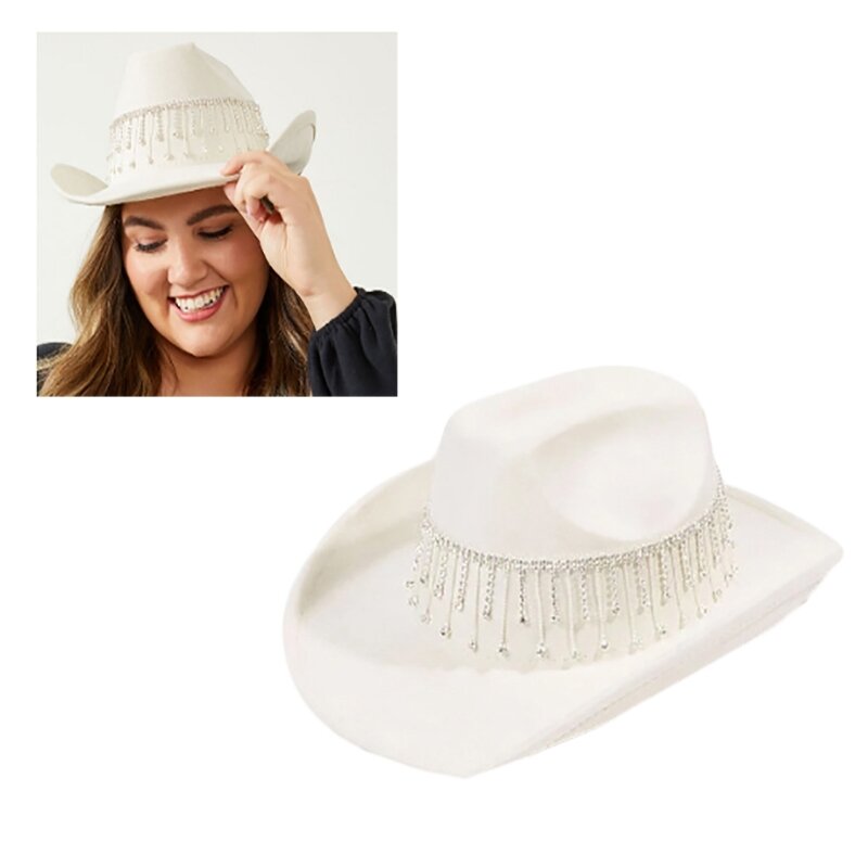 MXMB Женская Девичья шляпа с бахромой, ковбойская шляпа с бахромой, шляпа Cowgirl, Свадебные шляпы