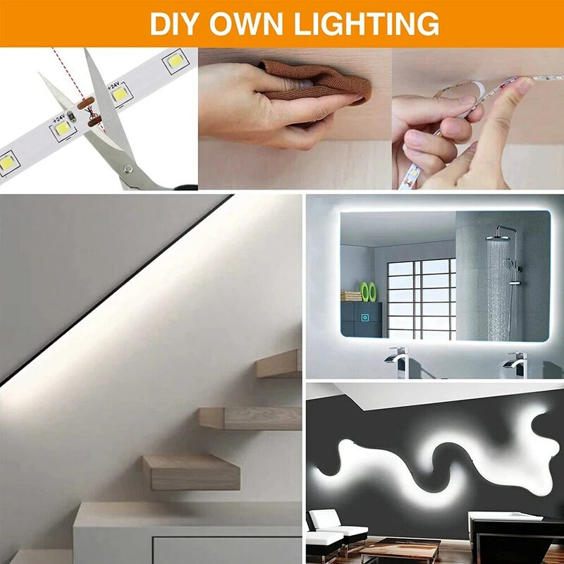 Sensor de movimento led luz tira conjunto bateria bloco ou usb alimentado diodo iluminação automática para armário roupeiro cozinha escada