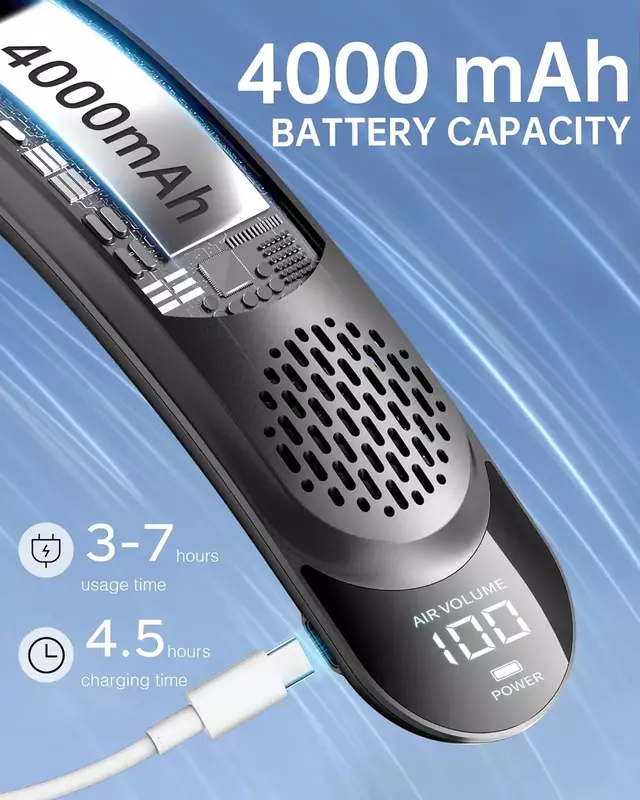 샤오미 S8 넥 선풍기 냉각 충전식 에어컨 팬, 공기 냉각기, 3600mAh 에어컨, 야외 스포츠용 3 단 속도