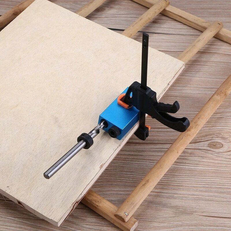 Plantilla de tornillo de agujero de bolsillo, Kit de carpintería, 15 grados, guía de carpintería, herramienta de localización de ángulo de articulación