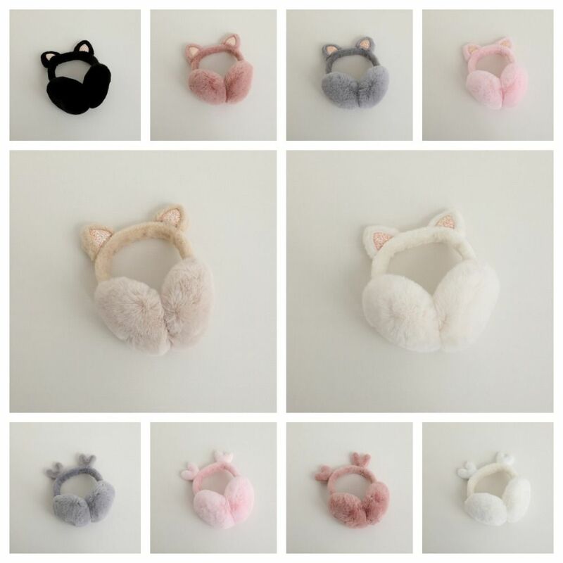 Cat Ear Women Earmuff Warm Plush Soft Kids Ear Cover Thick Solid Color Cute Earflap Female