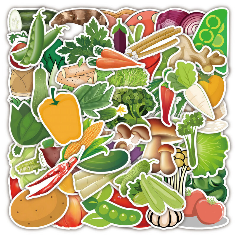 Stiker dekorasi mainan anak, 50/100 buah stiker kreatif berbagai sayuran buah koper Laptop ponsel hadiah anak-anak stiker dekorasi