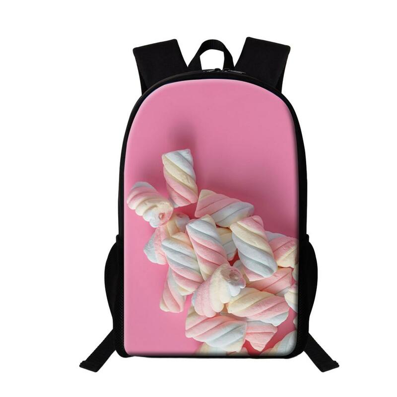 Mochila escolar con estampado de malvavisco para niña, bonita mochila multifuncional con capacidad de 16 pulgadas