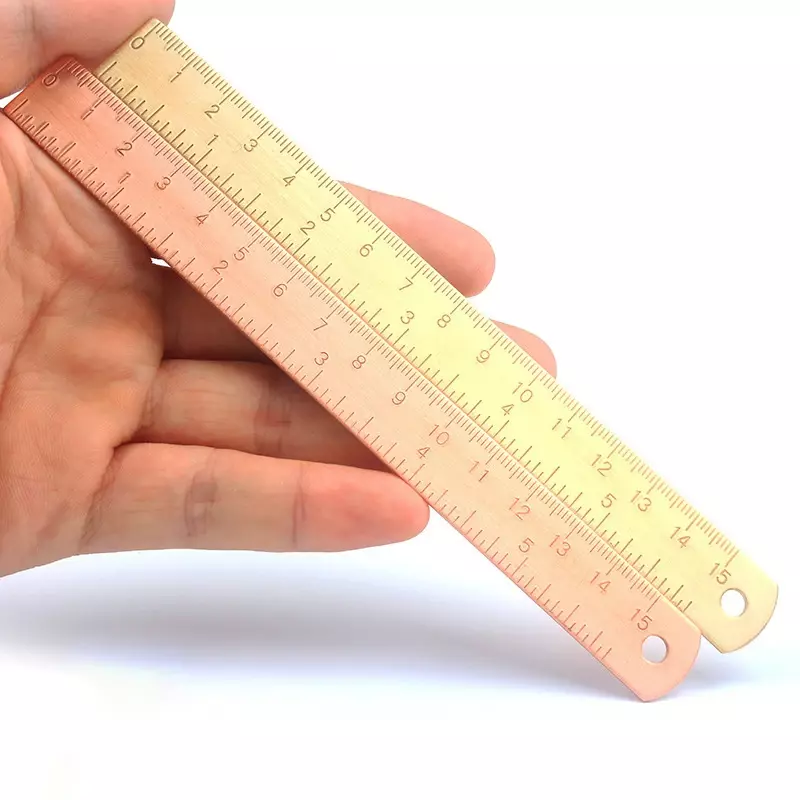 Regla recta de latón de Metal Vintage de 15cm, herramientas de medición de escala de Metal, Kit de dibujo de pintura de papelería coreana, marcador, regla de cobre