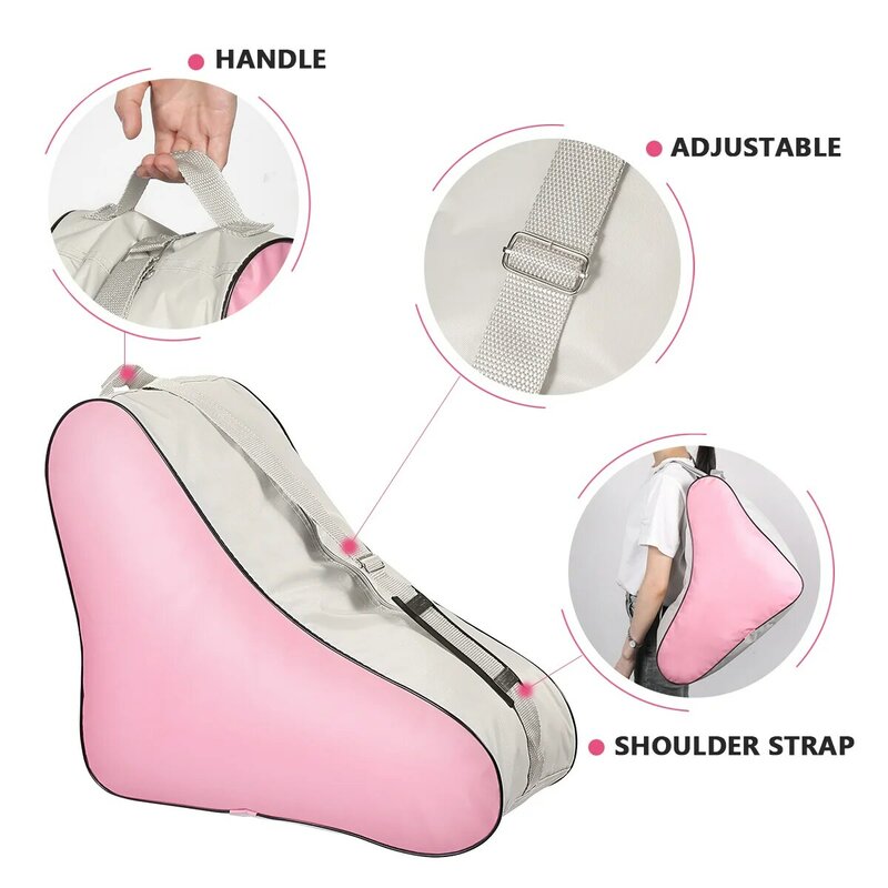 Smooth Zipper Triangle Large Capacity Portable Skates Bag Cloth Large Pink Handbags For Women For Women Shoulder Bag for Skating