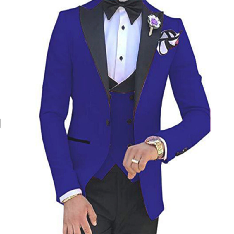 Custom Made 3-Piece ternos para homens, Groom Groomsmen Smoking, terno de casamento, Terno, jaqueta, calças, colete, 2023