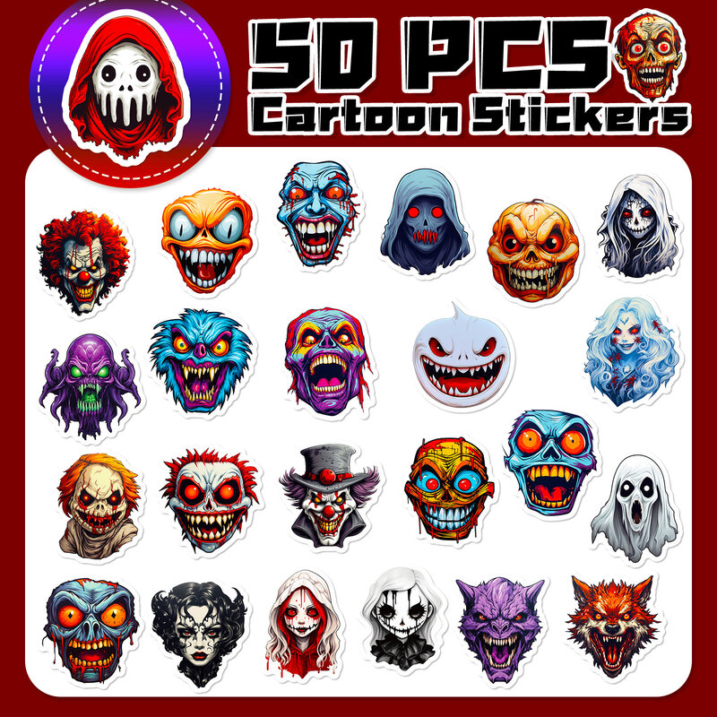 50Pcs Thriller Horror Evil Ghost Series Graffiti Stickers adatto per Laptop casco decorazione Desktop giocattoli adesivi fai da te