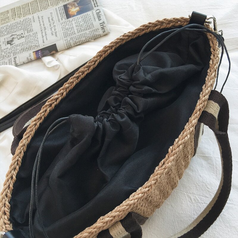 Damska naturalna torebka pleciona nowa torba rattanowa torba plażowa ze słomy Crossbody letnie torby