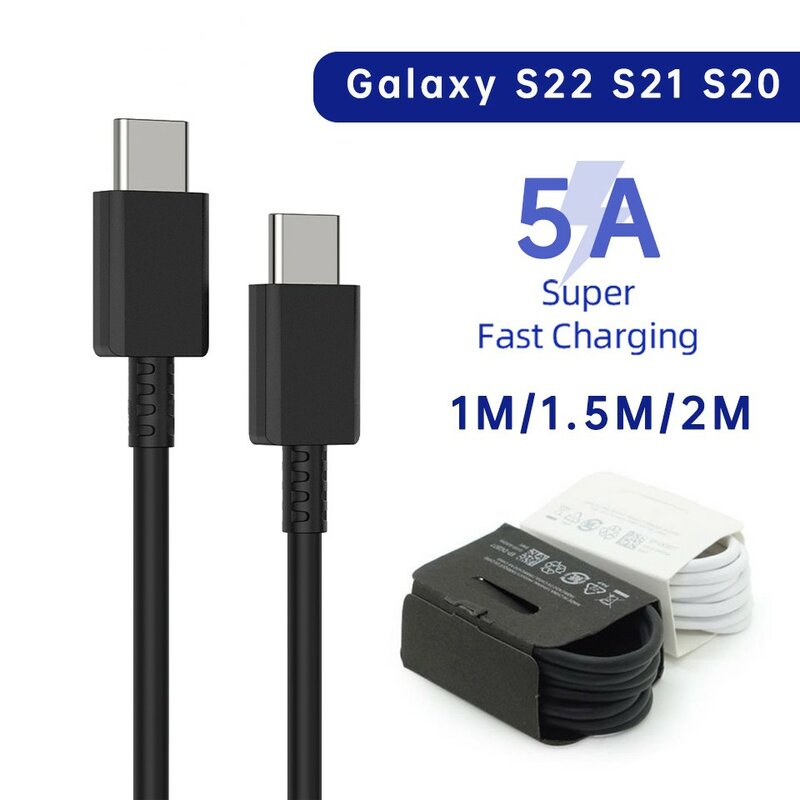 Câble USB de type C à charge super rapide, câble de données pour Samsung Galaxy S20 S22 S23 Ultra Note 10 + 5G 20 A53 A54, PD 45W, 2 pièces