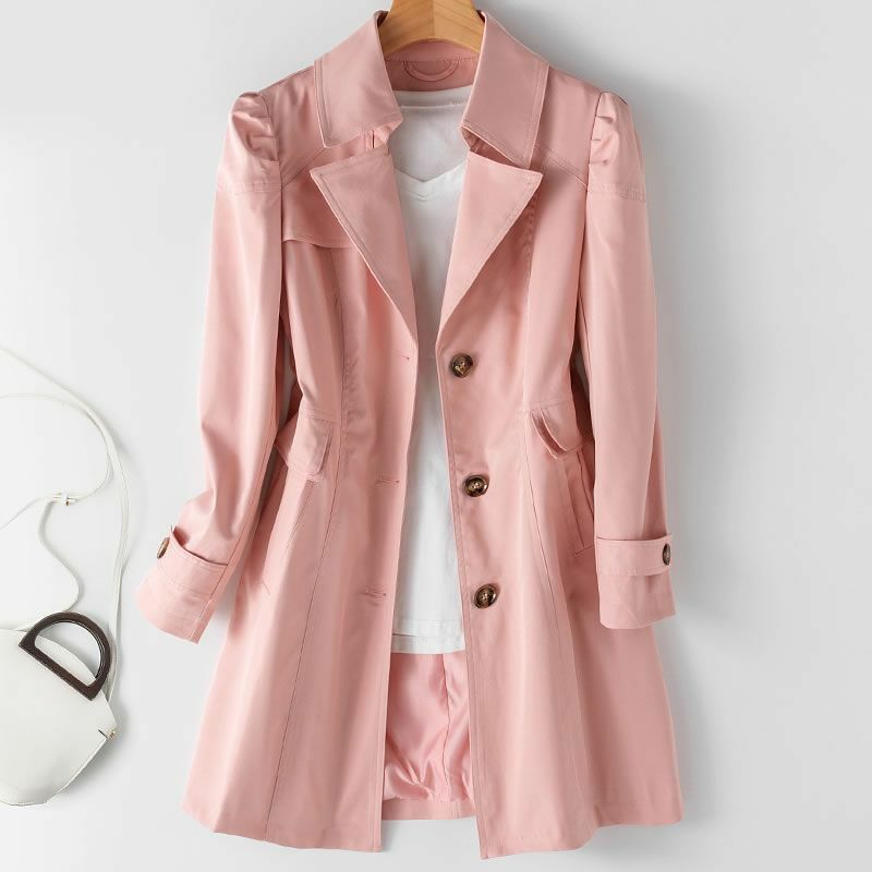 2024 New Women's Parka Coat Slim Fit Lapel Office Lady Outwear Mid-long coats