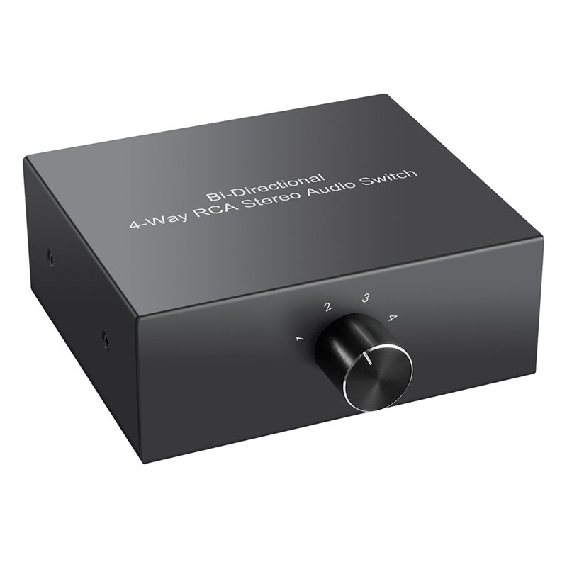 Sakelar Audio Stereo RCA 1 In 4 Cara Dua Arah atau 4 In 1 Out L/R Jack Saluran Suara RCA Audio Switcher Selector