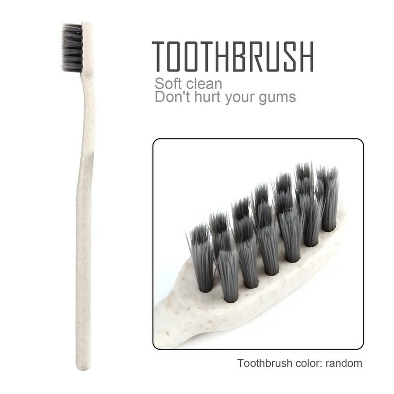 Kit de cepillo de dientes con polvo de carbón y pajita, blanqueador dental seguro, brillante y Natural, alternativa para la limpieza familiar, uso diario