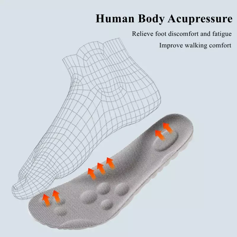 4D Sports Insoles Ultra-soft High-elasticity Pads Anti-pain Antibacterial Deodorant Pad Casual Cushion Arch Support Foot Insoles