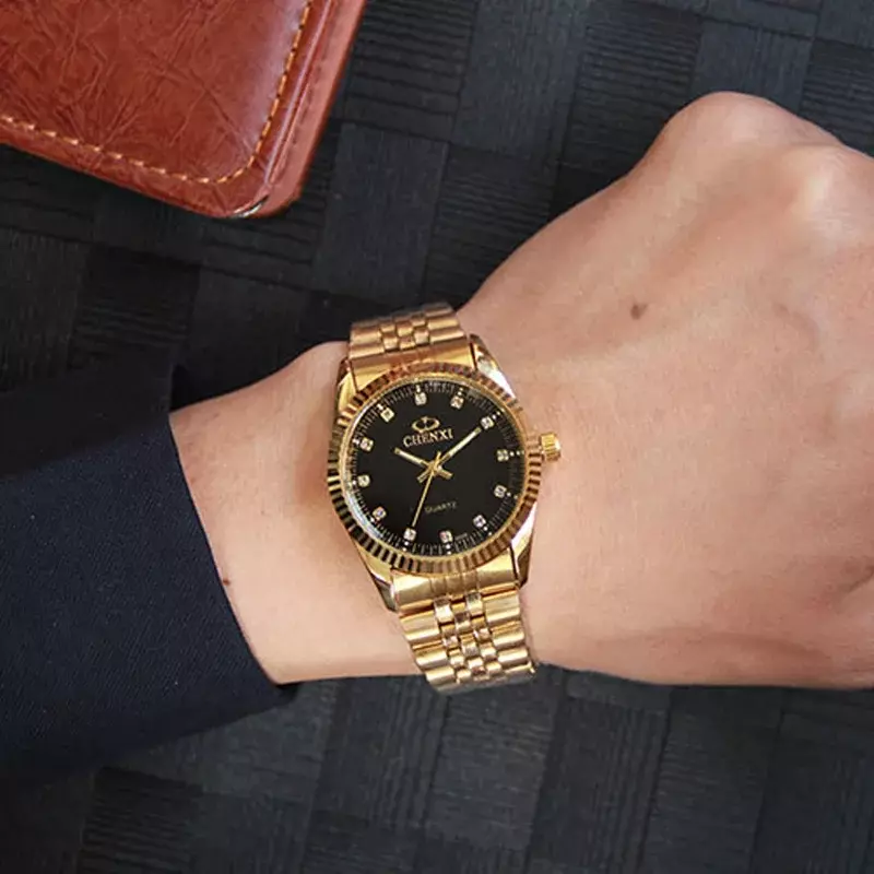Часы наручные для мужчин и женщин, роскошные брендовые золотистые водонепроницаемые деловые, с браслетом из нержавеющей стали, в минималистском стиле