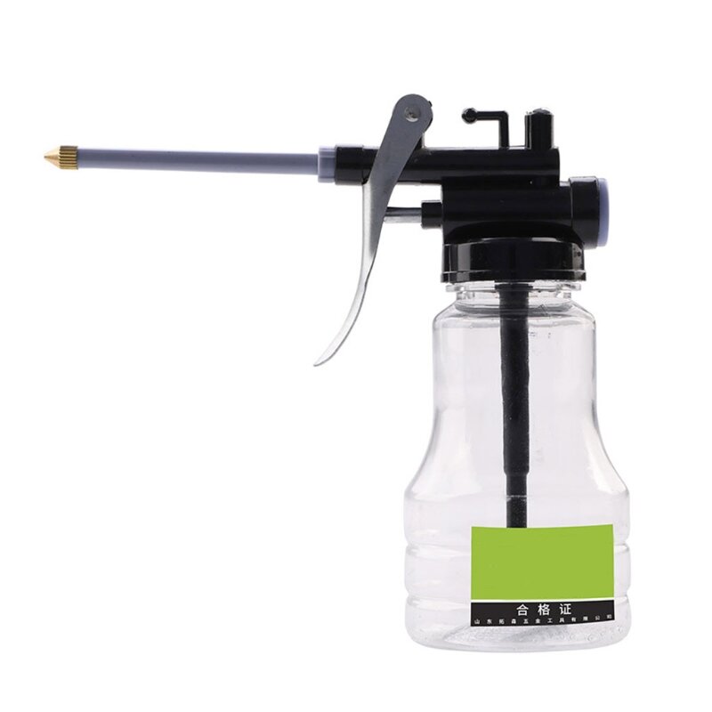 Bomba mão óleo pode ferramenta 250ml bico rígido lubrificador garrafa transparente lubrificador