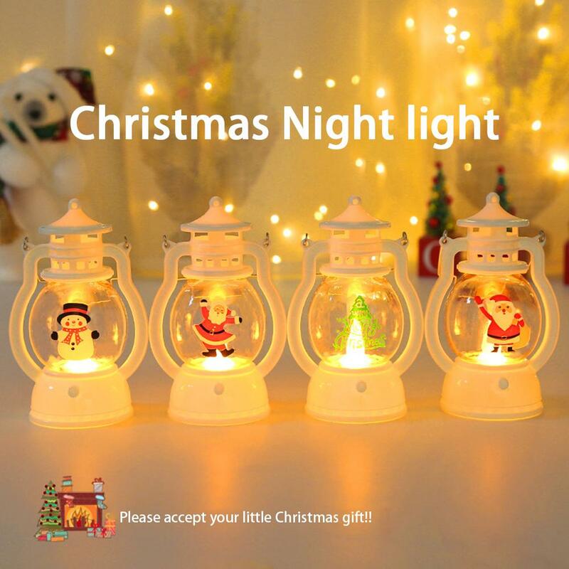 Linterna de Navidad decorativa, iluminación para árbol de Navidad, Papá Noel, muñeco de nieve, lámpara Led con anillo colgante