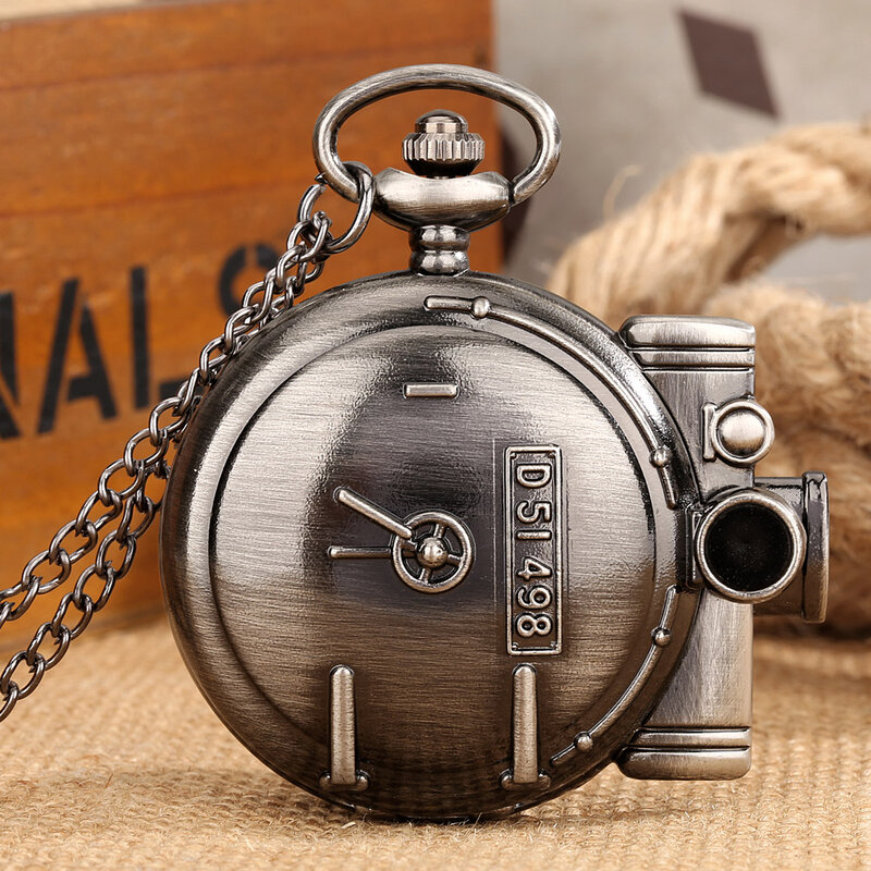 Reloj de bolsillo colgante de cuarzo para hombre y mujer, pulsera de mano de estilo clásico Vintage con forma única D51 498, color gris y negro, ideal para regalo