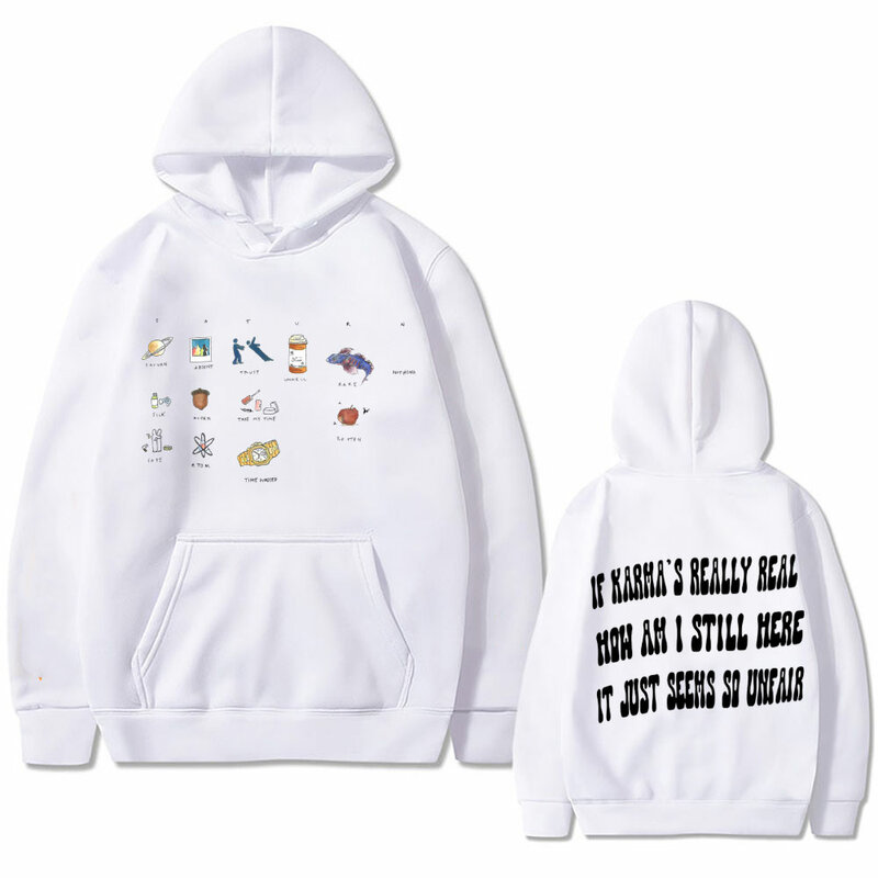 Rapper SZA Hoodie grafis dua sisi Saturn pria Hip Hop mode Sweatshirt ukuran besar pria wanita Hoodie katun bulu kasual