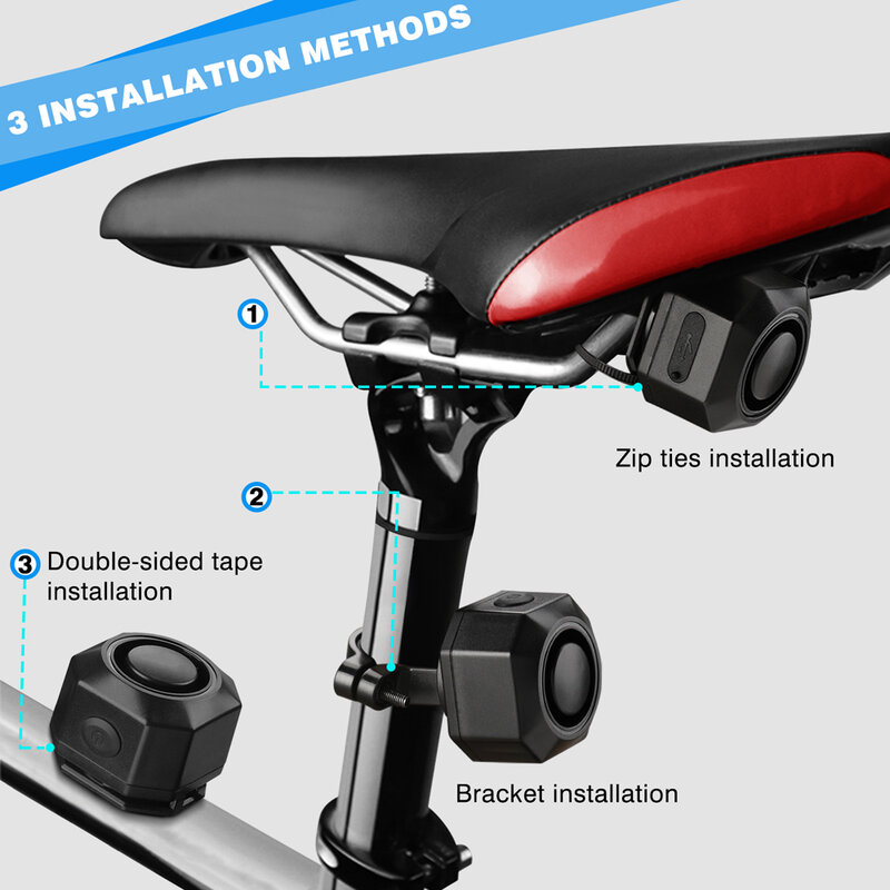WSDCAM Alarm Sepeda Nirkabel Tahan Air Alarm Getaran Sepeda USB Pengisian Daya Remote Control Alarm Sepeda Motor Perlindungan Keamanan