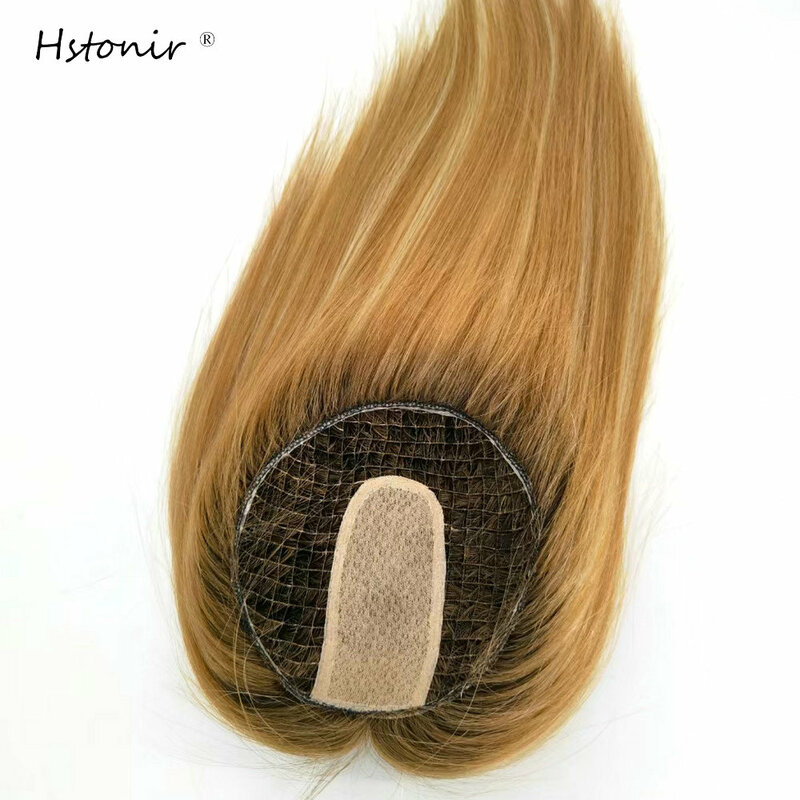 Hstonir cabelo mágico topper clipe de toupee feminino seda parte fishnet hairpiece europeu remy cabelo metade peruca encerramento uma peça tp27