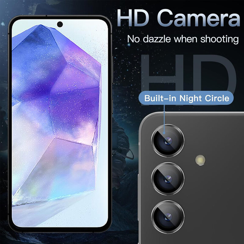 Rückseite Metallring Kamera glas für Samsung Galaxy A55 5g Kamera objektiv Schutz glas für Samsung A55 A35 A15 Objektivs chutz gehäuse