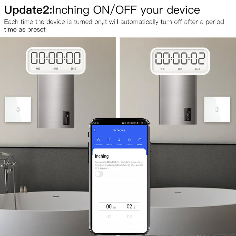 WiFi/zigbee Smart Boiler Switch Water Heater controller 20A/40A Smart Life Tuya APP Remote Control Alexa Google Home Glass Panel