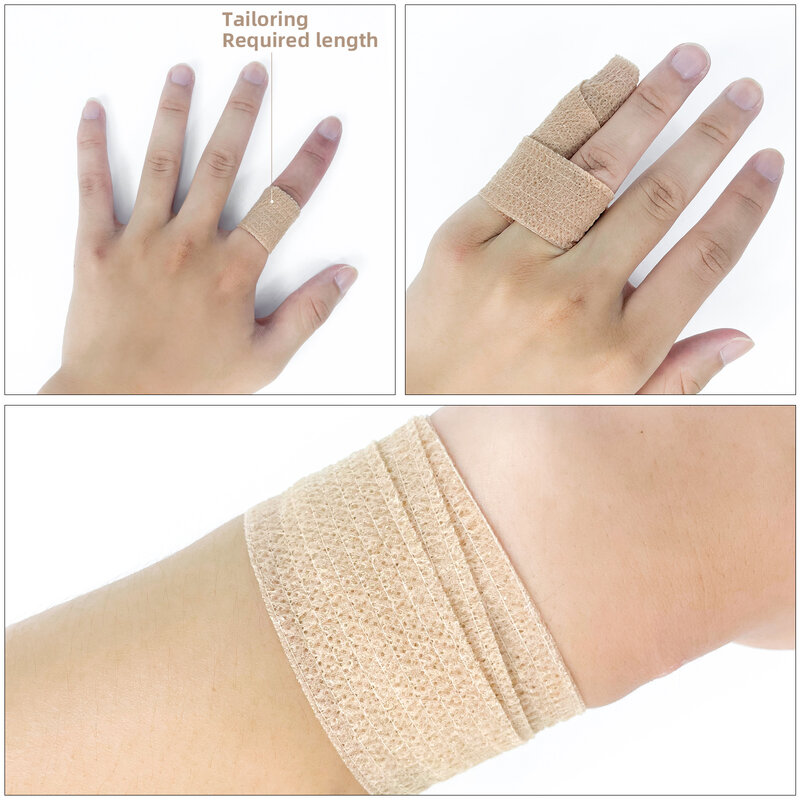 1 rolka 2.5/5/7 5/10cm * 4.8m nietkana elastyczna bandaż przyczepny samoprzylepny bandaż do sportowego mocowania palca na nadgarstku