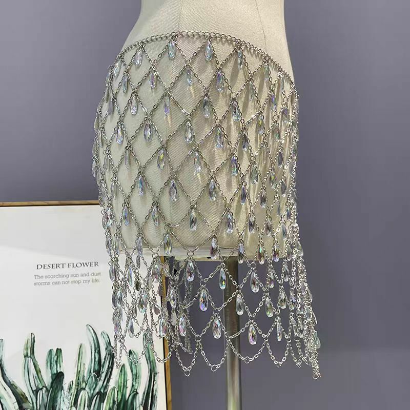 Falda colgante de cristal hecha a mano, moda