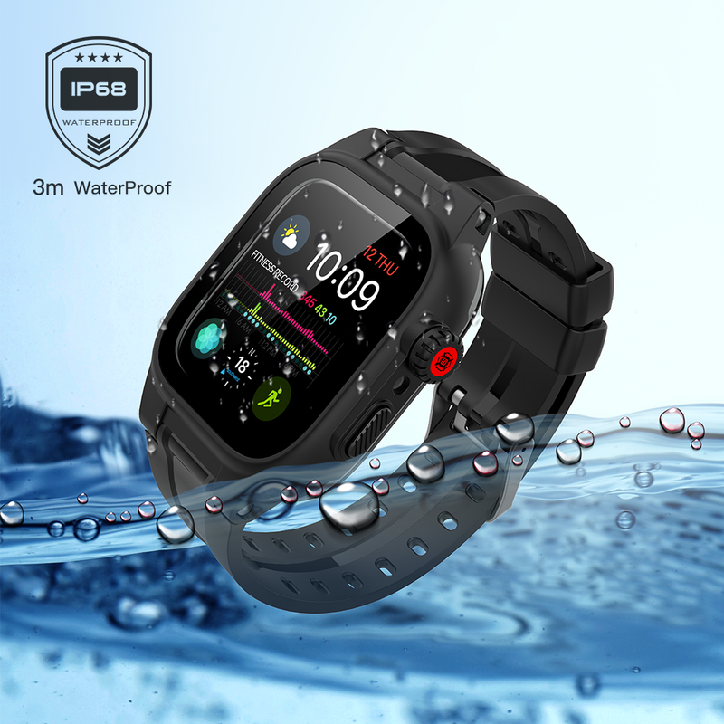 Ip68 à prova dip68 água caso relógio esportivo para apple assistir série 8 7 6 5 4 se para iwatch s8 s7 45mm 44mm 41mm 40mm silicone caso cinta