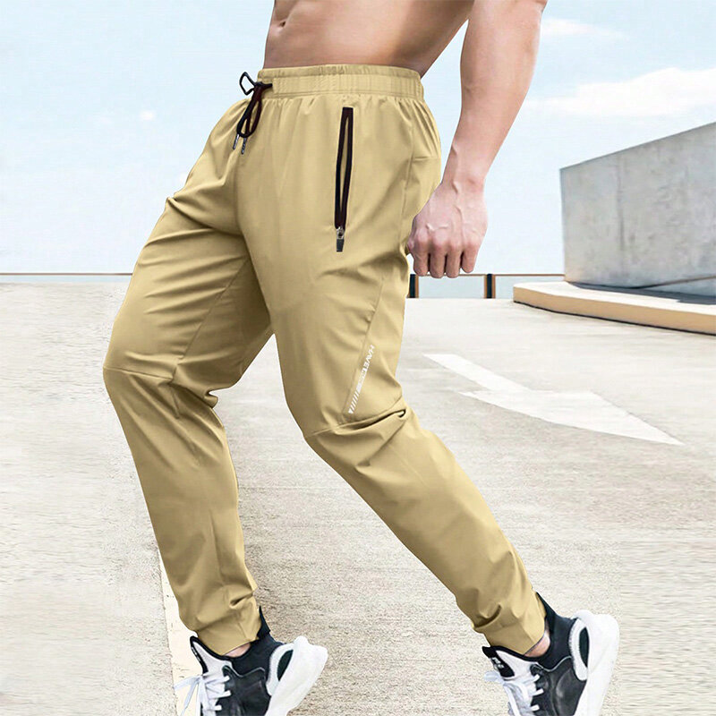 Брюки мужские эластичные спортивные, джоггеры с эластичным поясом, дышащие штаны для уличных тренировок, фитнеса, повседневные штаны, лето