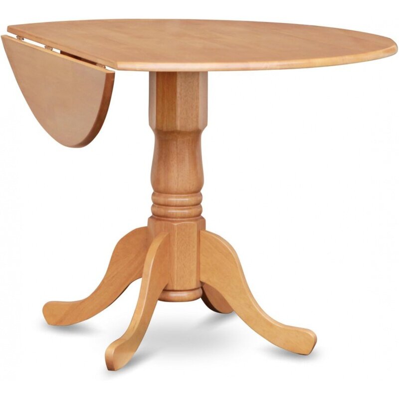 Conjunto de 3 mesa de madeira redonda com dropleaf e 2 cadeiras de jantar, 42x4 2 polegadas, dlno3