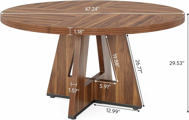 農家のキッチン用の丸い木製のダイニングテーブル、ダイニングルーム用の小さなディナーテーブル、4,47インチ