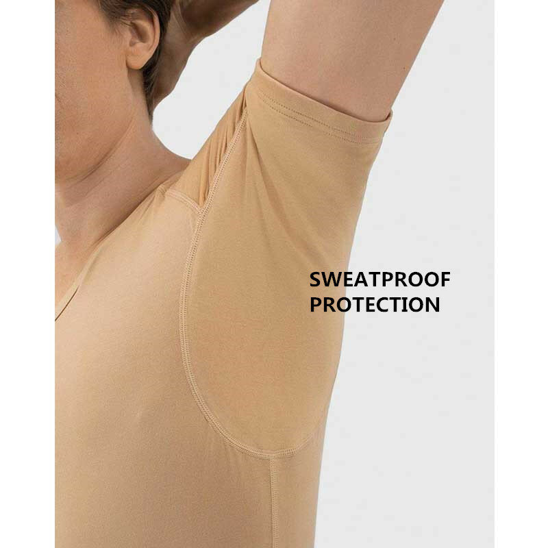 Camiseta à prova de suor confortável premium micro modal anti-transpirant homme sweatproof sob a camisa com sweatpad