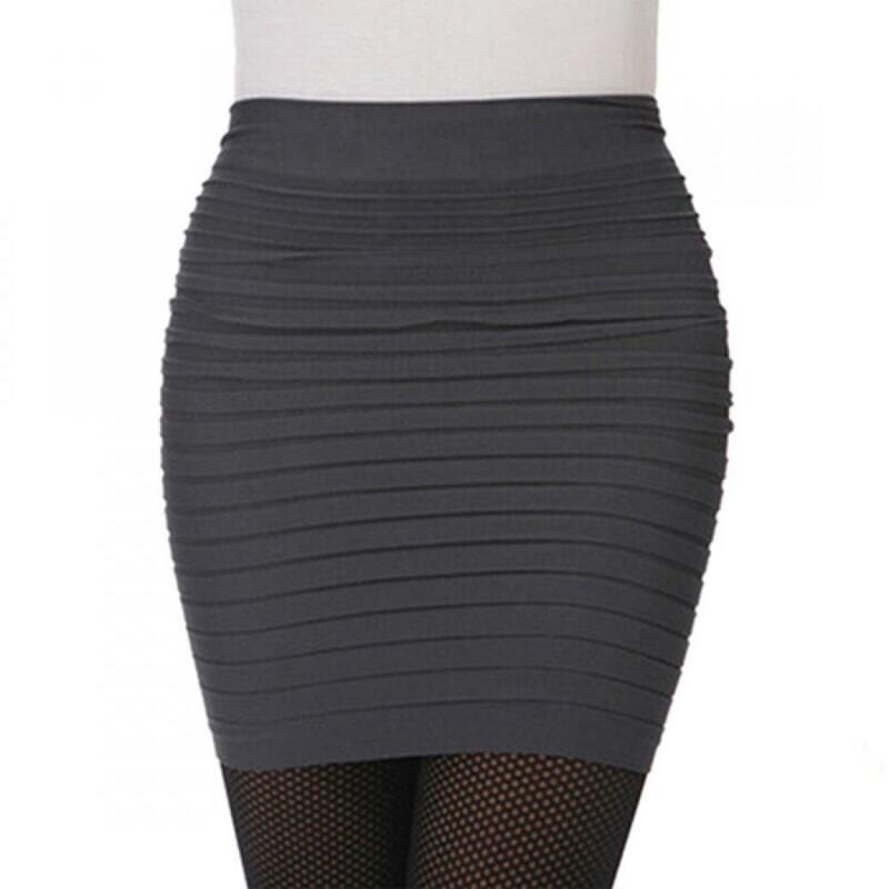 Minifalda Vintage plisada de cintura alta para mujer, vestido de tubo Sexy elástico sin costuras, Falda corta de oficina con temperamento