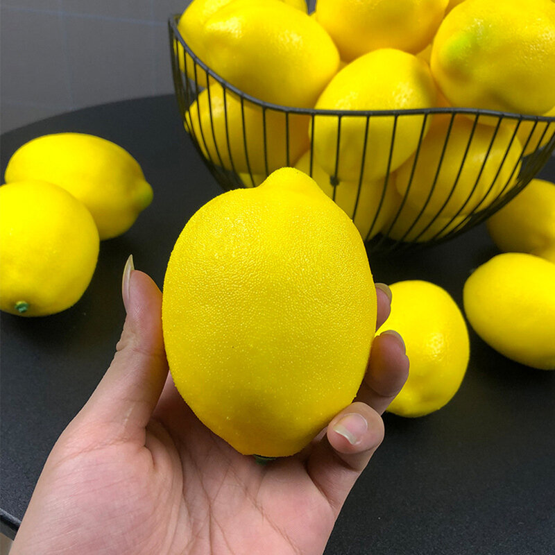 Limones falsos artificiales para decoración del hogar, accesorios de fotografía de frutas de imitación realistas, decoración de mesa de cocina, 12 piezas