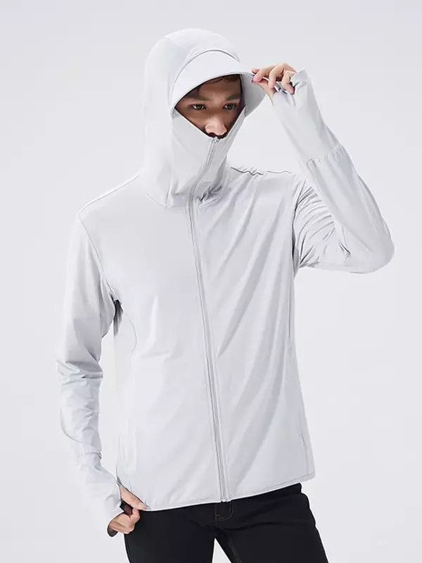 Letnie kurtki przeciwsłoneczne UF 50 + UV ultralekka męska odzież sportowa odzież z kapturem męska wiatrówka kurtki okazjonalne