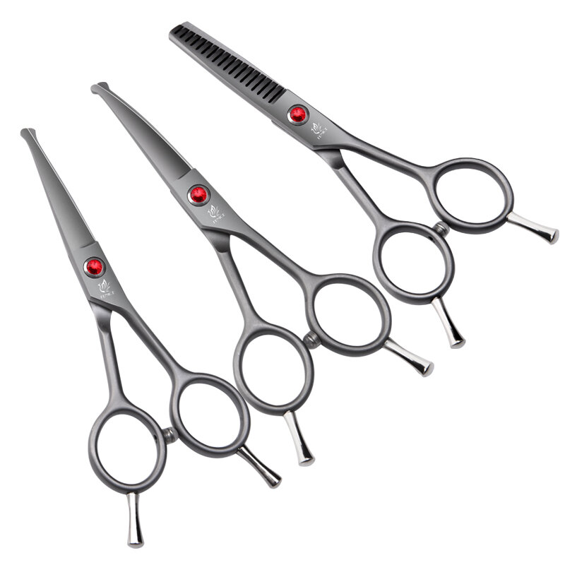 Fenice professional 4.5 inch safely round tips top pet dog grooming scissors curved&straigt$thinner scissors for Face, Ear, Nose