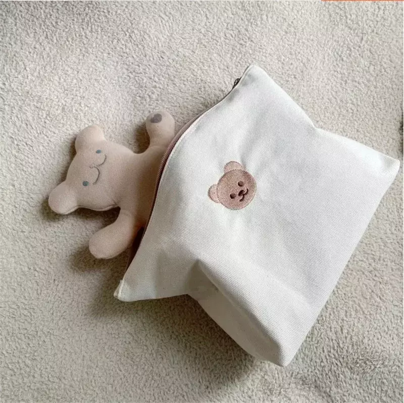 Bolsa de pañales de moda coreana para recién nacido, bolsa de almacenamiento de pañales de animales de dibujos animados simples, bolsa de almacenamiento multifuncional Kawaii para mujer