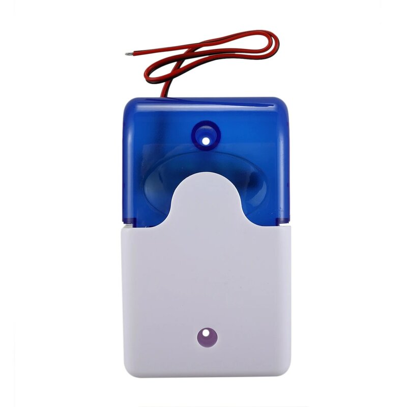 Mini Wired Strobe Warning Siren, Durable Sound Alarm, Luz intermitente, Buzina, Home Security Alarm System, Azul, 115Db, DC 12V