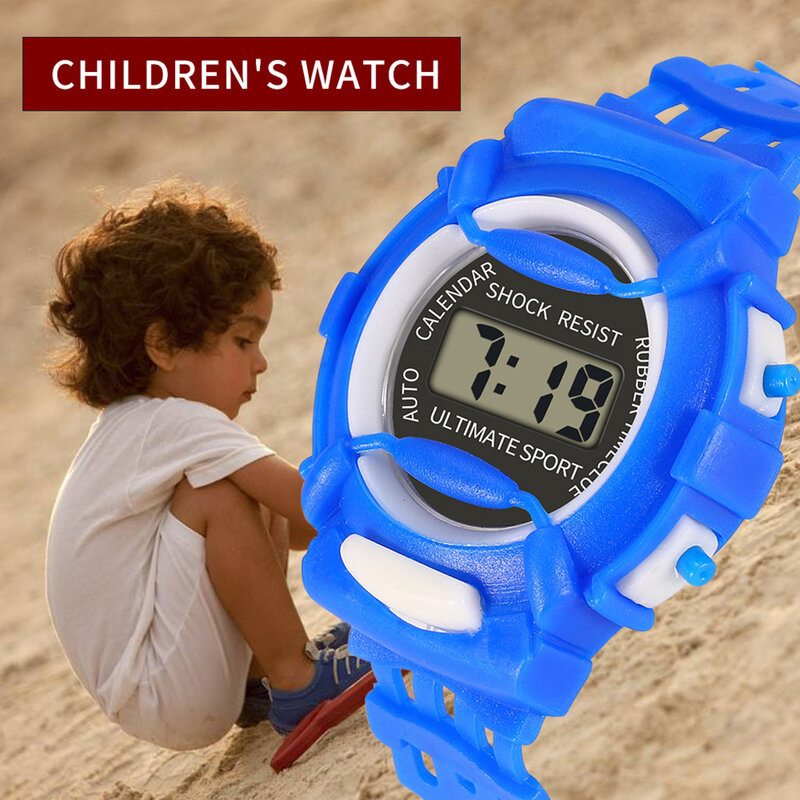 Children Electronic Watches Led Digital Sport Watches Round Dial Silicone Strap Wristwatches Boys Girls Gift Relogio