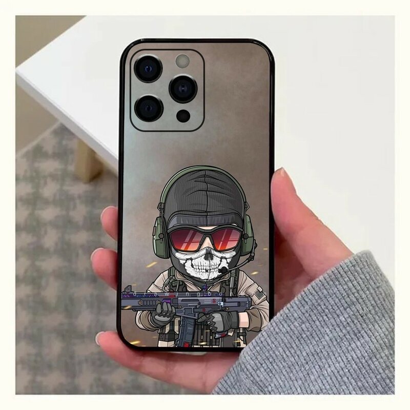C-COD Call Of D-Duty Ghost Phone Case For Apple iPhone 15,14,13,12,11,Pro,X,XS,Max,XR,Plus,Mini Soft  black shell