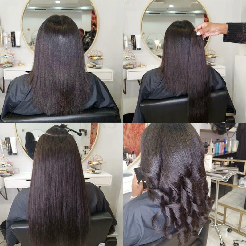 MRS HAIR Light Yaki bundel rambut manusia Yaki bundel rambut lurus Remy Double Weft melenting berbulu # 1B hitam alami 26 inci 100G