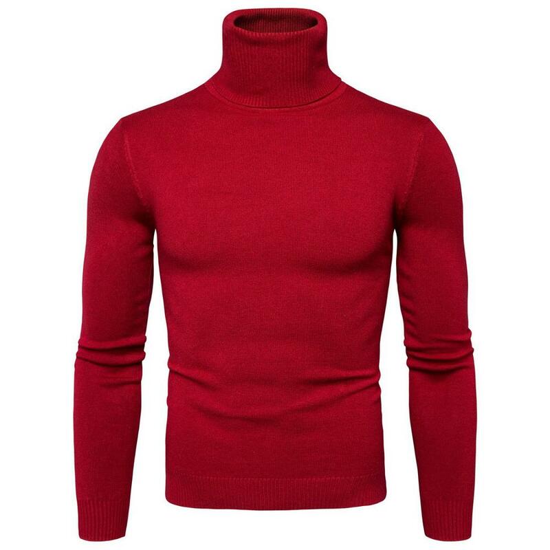 Moda 2021 outono inverno quente térmica magro estiramento pulôver nova camisola masculina gola alta camisola y959