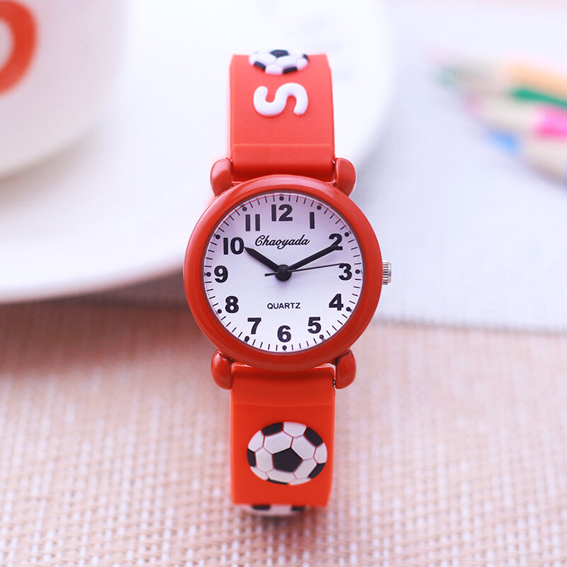 Relojes de fútbol de moda para niños y niñas, relojes deportivos de silicona con correa suave de dibujos animados para estudiantes pequeños