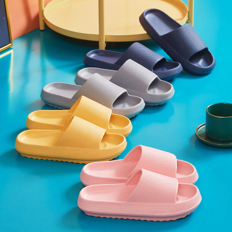 Zapatillas de casa de plataforma gruesa para mujer, sandalias antideslizantes para interior y baño, zapatos informales de verano