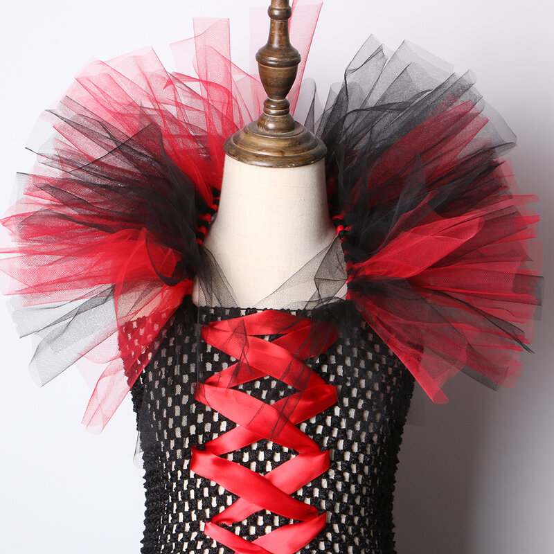 Twitch-女の子のためのハロウィーンの変装,ハロウィーンの衣装,カーニバルパーティーの服,赤,黒,ルイクイーン,チュチュのドレス
